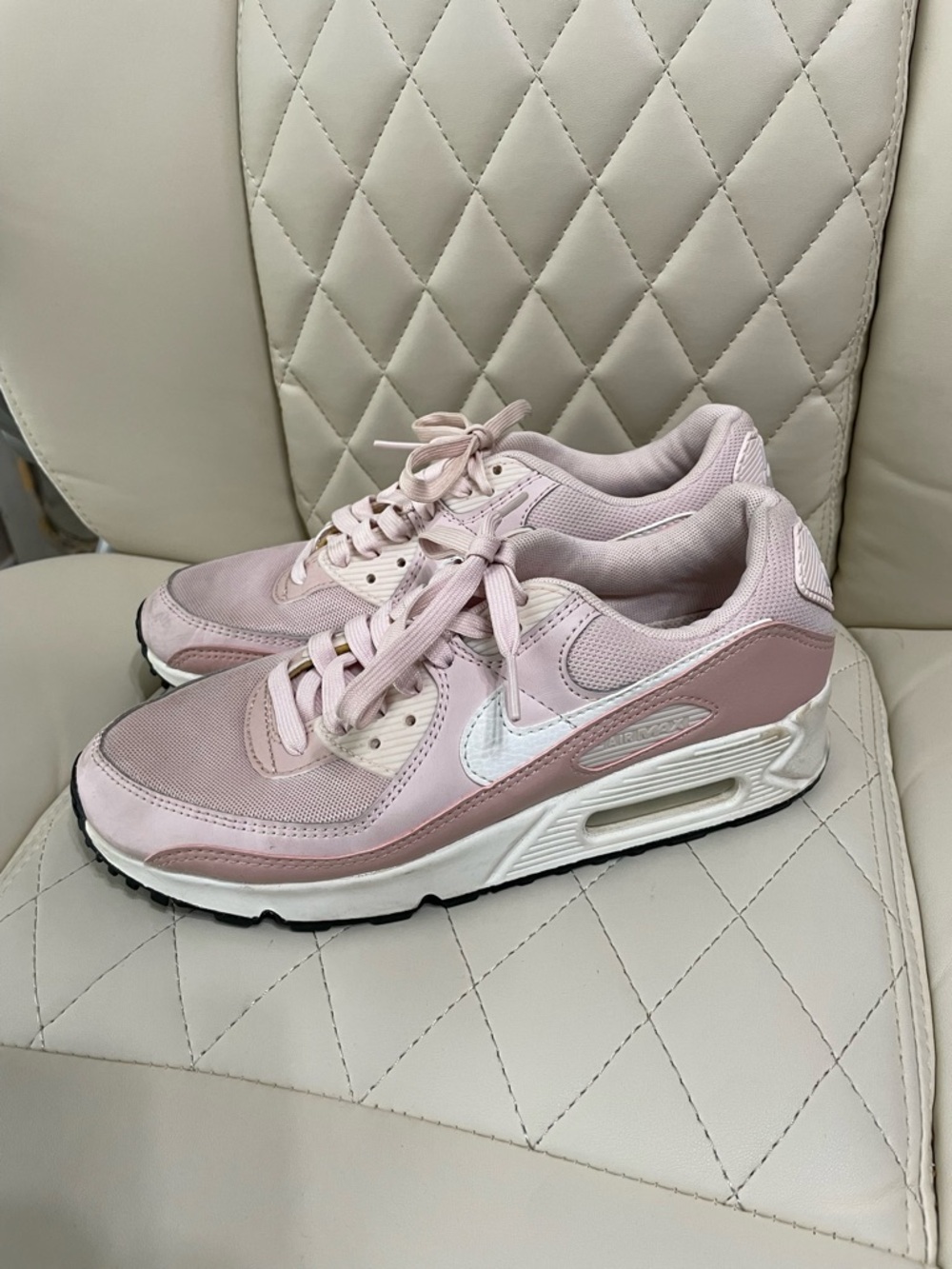 Womens Nike Air Max 90 Athletic Shoe - Particle Pink / Pearl Pink / Silt Red